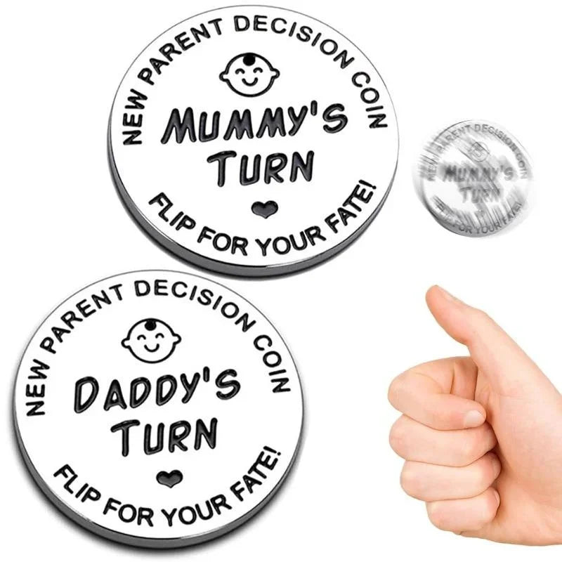 1pc Double-Sided Funny Baby Gift New Parents Decision Coin Pregnancy Gifts for New Mom Mother's Day Thanksgiving Christmas Gift