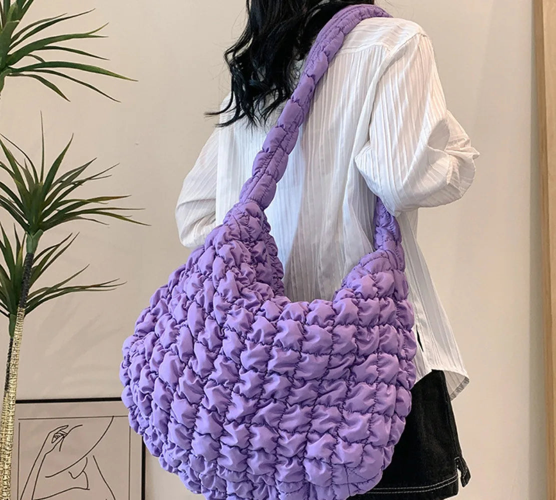 2024 Niche Design Pleated Cloud Bag For Women Large Capacity Shoulder Crossbody Bag Nylon Tote Bag Ladies Handbags