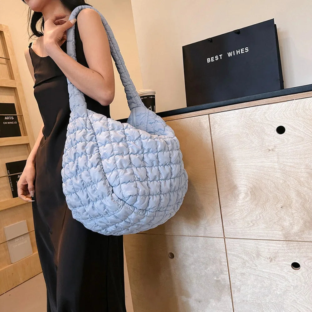 2024 Niche Design Pleated Cloud Bag For Women Large Capacity Shoulder Crossbody Bag Nylon Tote Bag Ladies Handbags