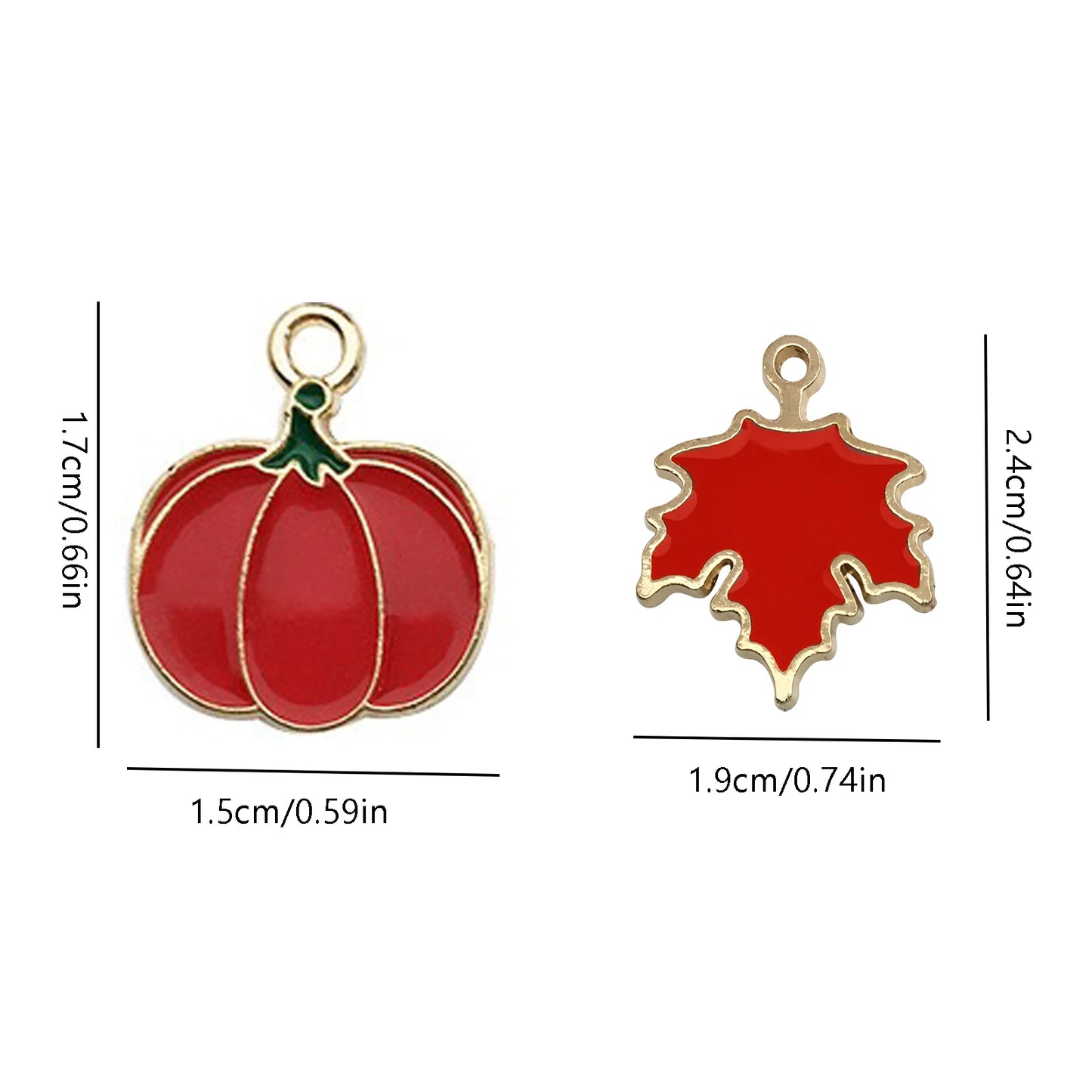 10Pcs Autumn Maple Leaf Charms Alloy Enamel Thanksgiving Maple Leaf Pumpkin Pendants For Jewelry Making Findings Crafting