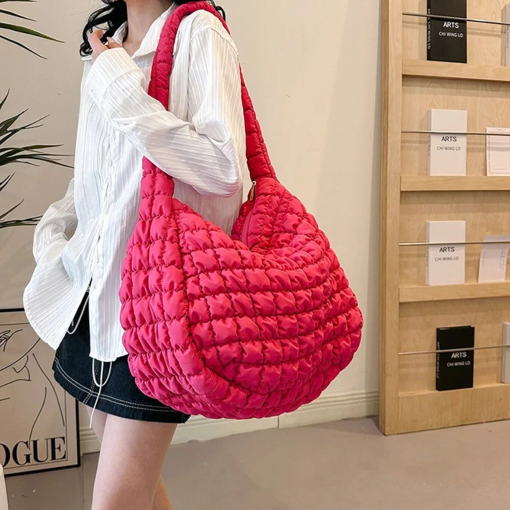 2024 Niche Design Pleated Cloud Bag For Women Large Capacity Shoulder Crossbody Bag Nylon Tote Bag Ladies Handbags