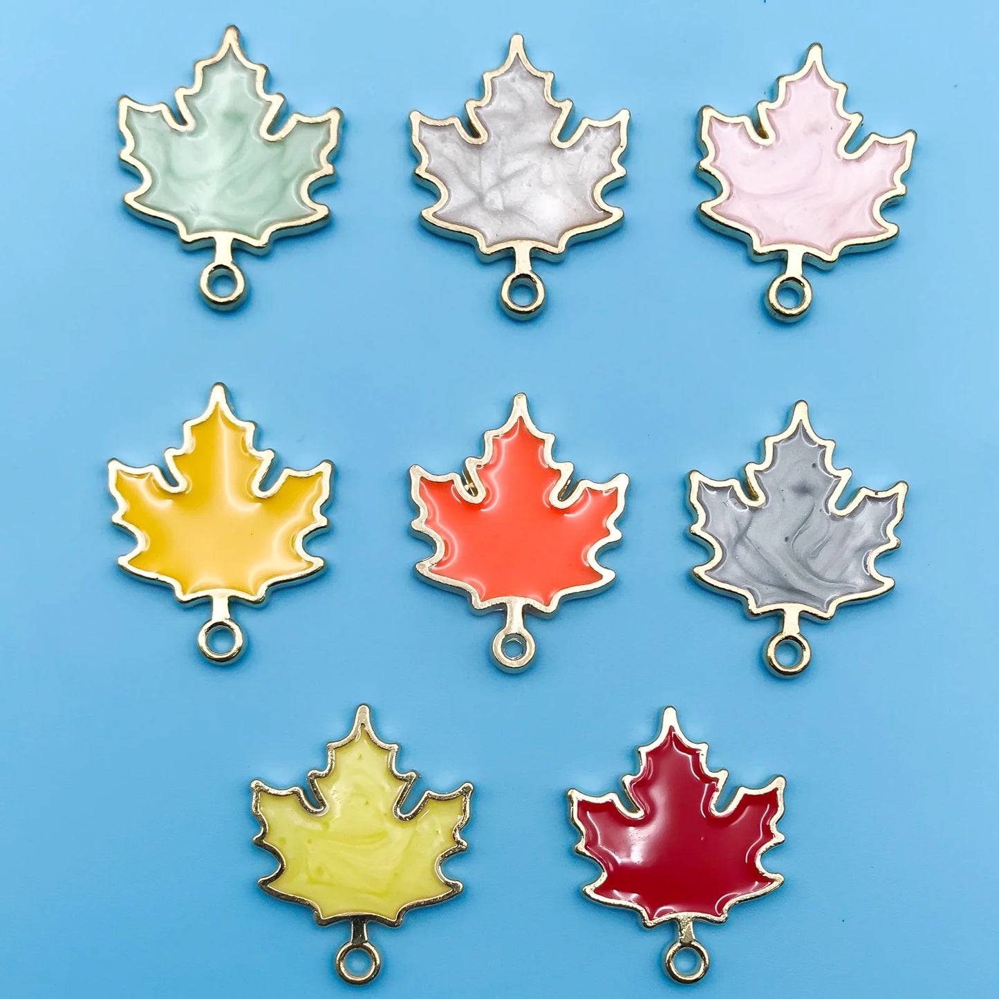 10Pcs Autumn Maple Leaf Charms Alloy Enamel Thanksgiving Maple Leaf Pumpkin Pendants For Jewelry Making Findings Crafting