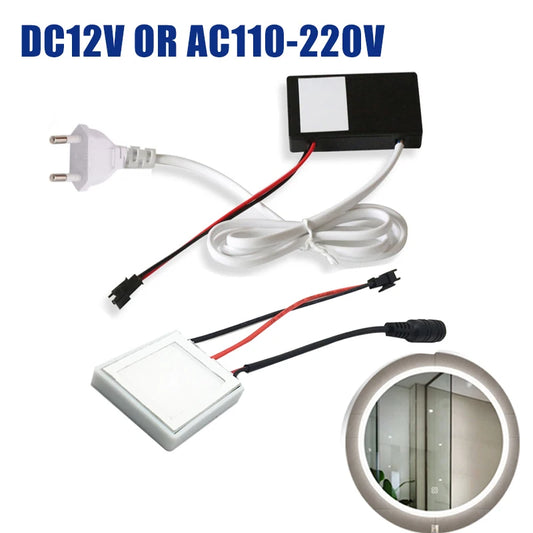 12V 220V 110V Touch Sensor Switch 12V 5A 60W LED Smart Single Key Mirror Light Switch Touch Dimmer Switch For Bathroom Mirror